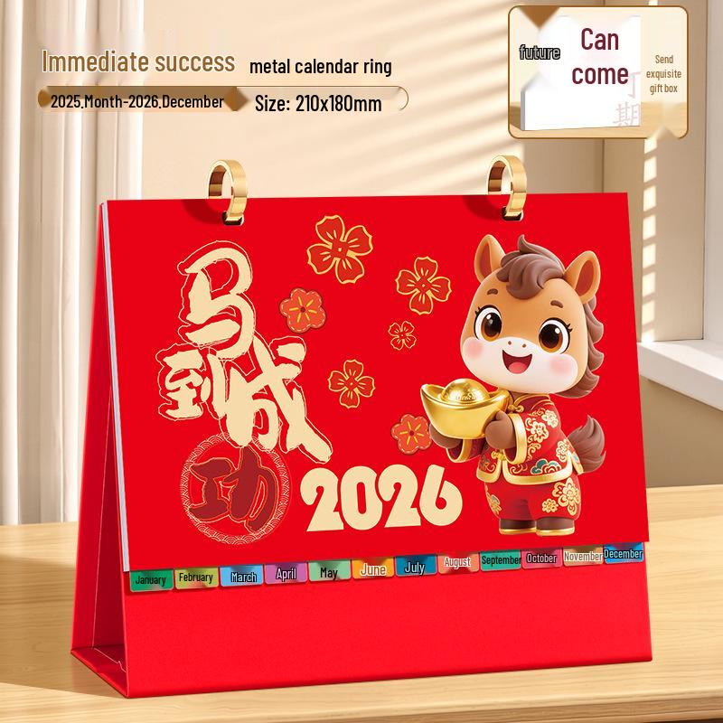 2026 Rok koně Vlastní stolní poznámkový kalendář - Kreativní firemní dárek