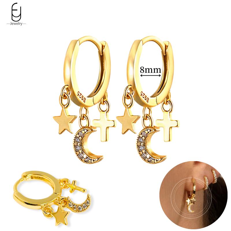 925 Silver Needle Vintage Gold Earrings Luxury Long Chain Tassel Crystal Hoop Earrings for Women Party Trend Jewelry