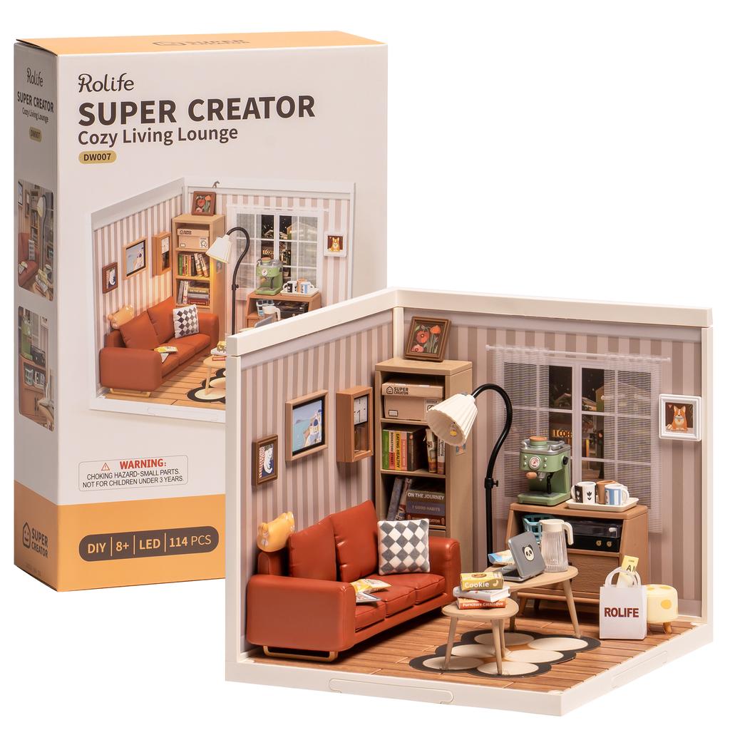 Plastleker 3D-puslespill Puslespill Superbutikk Koselig Stue Salong Plast DIY Miniaturhussett Byggeklosser