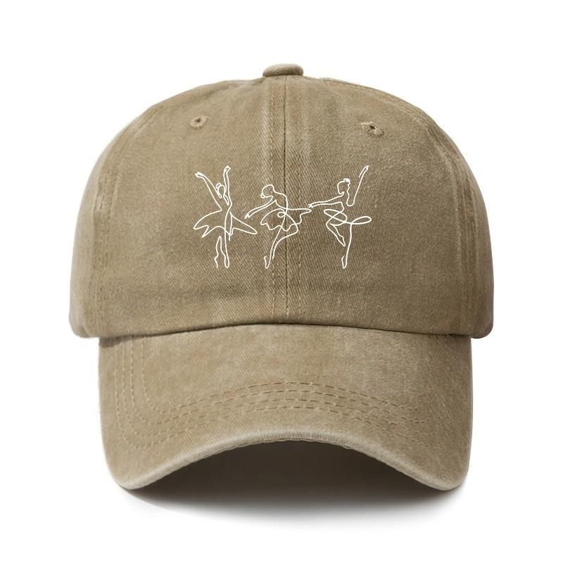Ballet Dancers Line Art Washed Baseball Cap Adjustable Cotton Vintage Outdoor Sun Hat