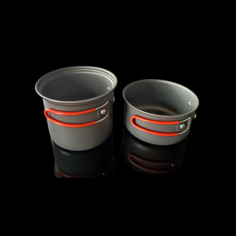 Outdoor Camping Frying Pan Cookware Portable Picnic Set Aluminum Anodized Surface 1-2L Capacity