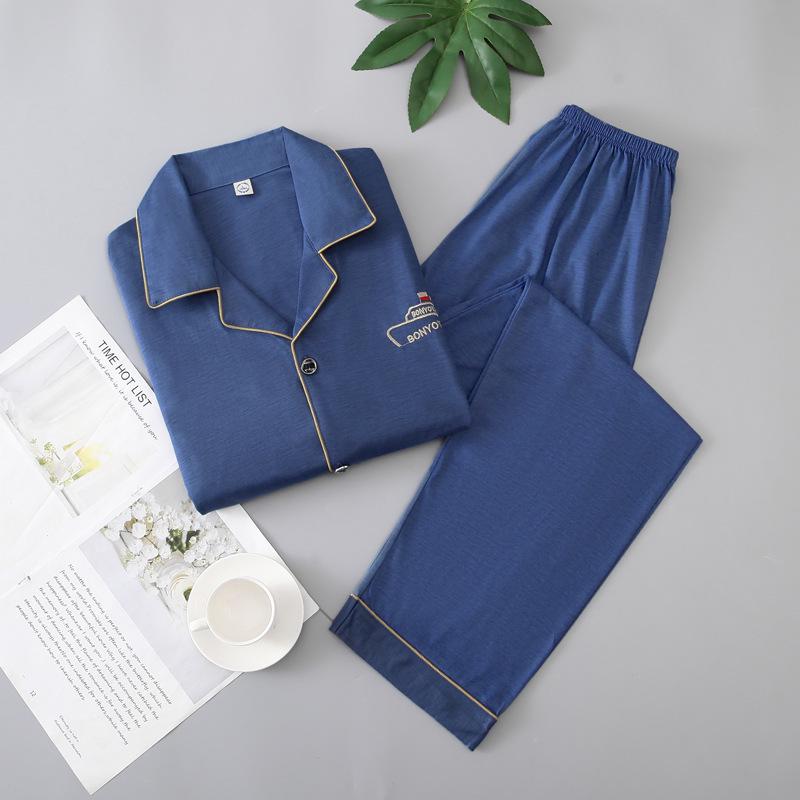 Pijamale Bărbați Bumbac Mânecă Lungă - Primăvară Până în Iarnă, Mărimi Mari, Haine de Casă Elegante pentru Tineret