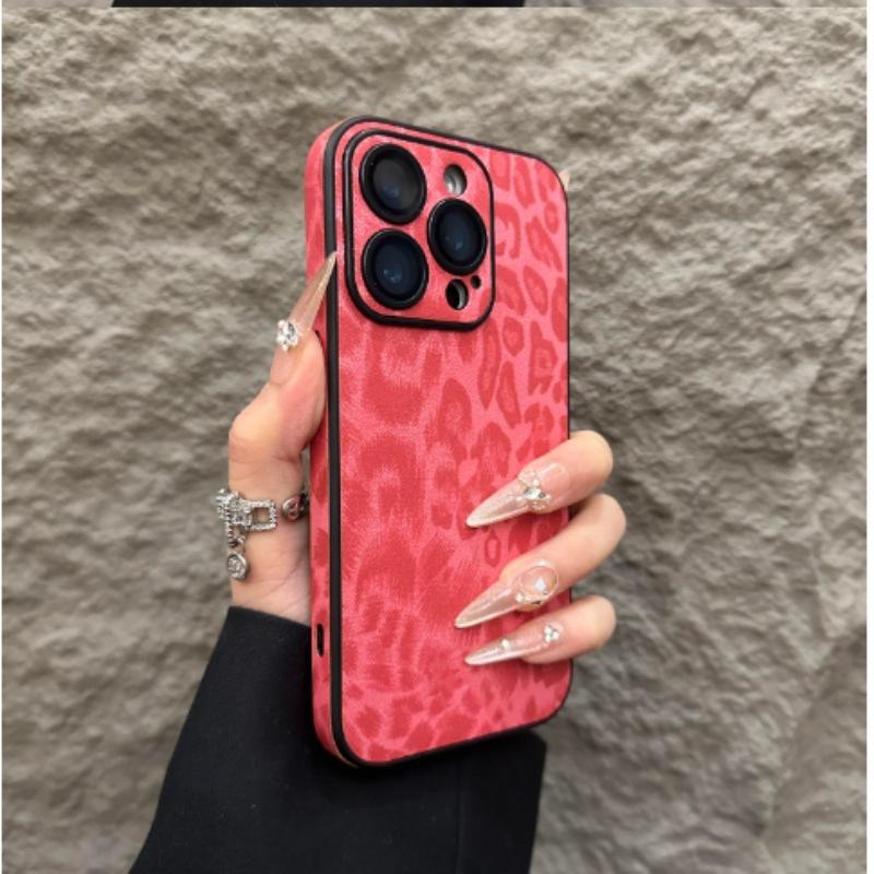 Applicable To IPhone16promax Mobile Phone Case Leather Leopard Print Apple 15 Full-pack Anti-fall 14 Protective Case High-end Feeling