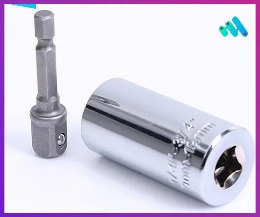 Universal ratchet head 7-19 mm, 3 / 8 silver transition rod