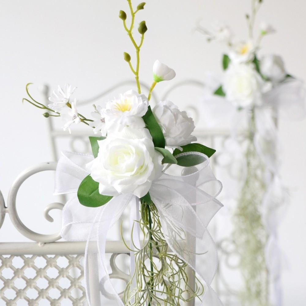 Artificial Rose Wedding Chair Flowers with Air Plants Chair Artificial Flowers Party