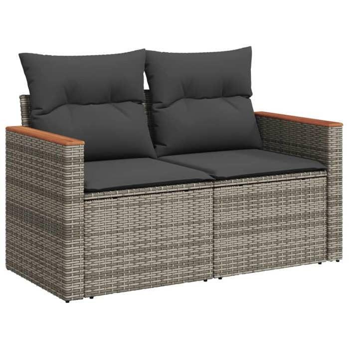 VidaXL Salon de Jardin avec Coussins 5 pcs, Canapés de Terrasse, Ensemble de Meubles de Patio, Mobilier d'Extérieur, Gris 3225920