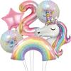 6pcs ainbow Unicorn Aluminum Balloon 32inch Gradient Number Balloon Unicorn Party Supplies Unicorn Party Decoration Baby Shower