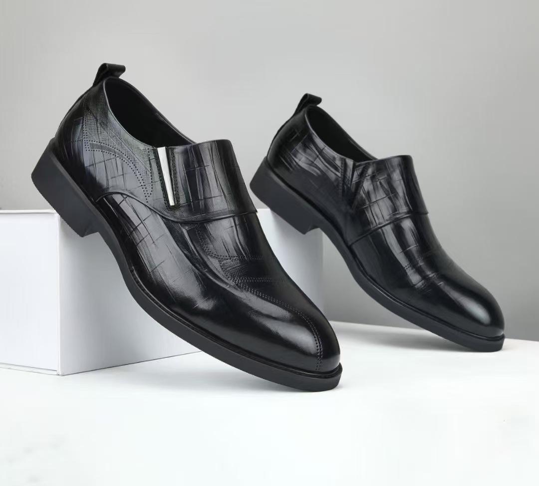 

Мужские кожаные туфли, натуральная кожа, черные маленькие корейские мужские туфли, деловые мужские туфли из воловьей кожи 43 чёрный