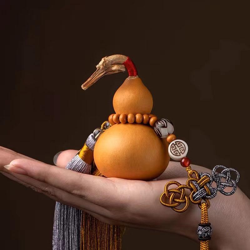 Chinese Knot Car Pendant Natural Gourd Five Emperors Coin Rearview Mirror Pendant Fringe Copper Coin Gourd Auspicious Car Decoration