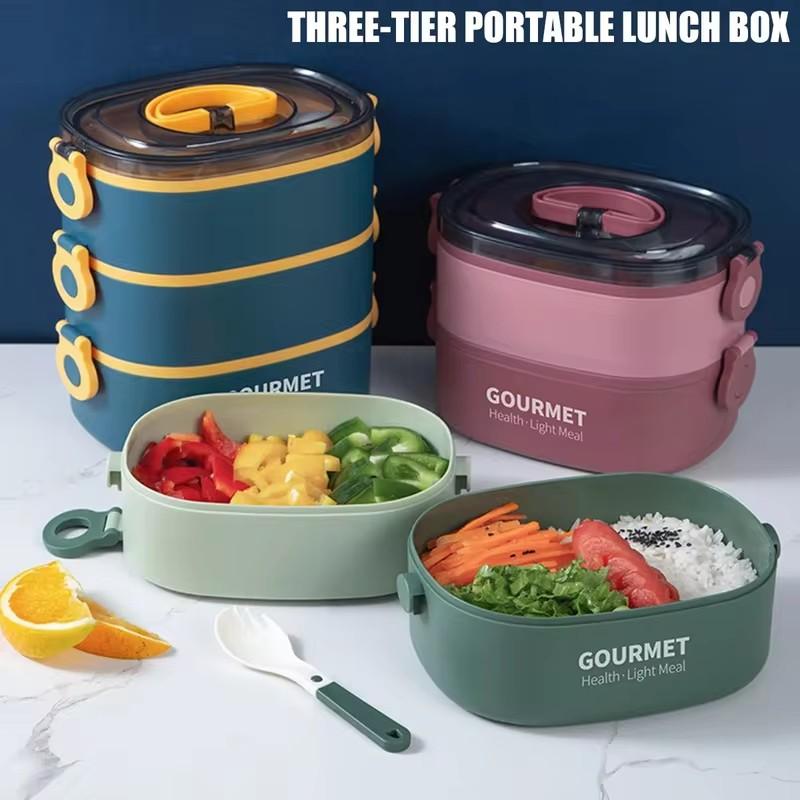 3-Tier 1600ml Kids Lunch Box with Leakproof Design, Microwave-Friendly Bento Container for School, Travel, and Outdoor Use