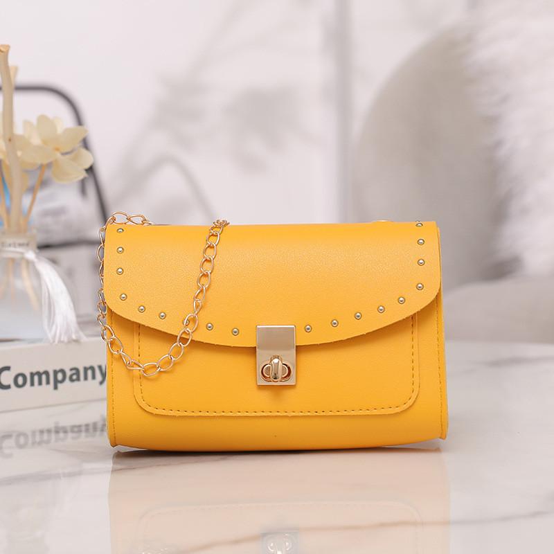Trendy Small Square Bag For Women 2022 Fashionable Shoulder Bag With Chain Elements жёлтый