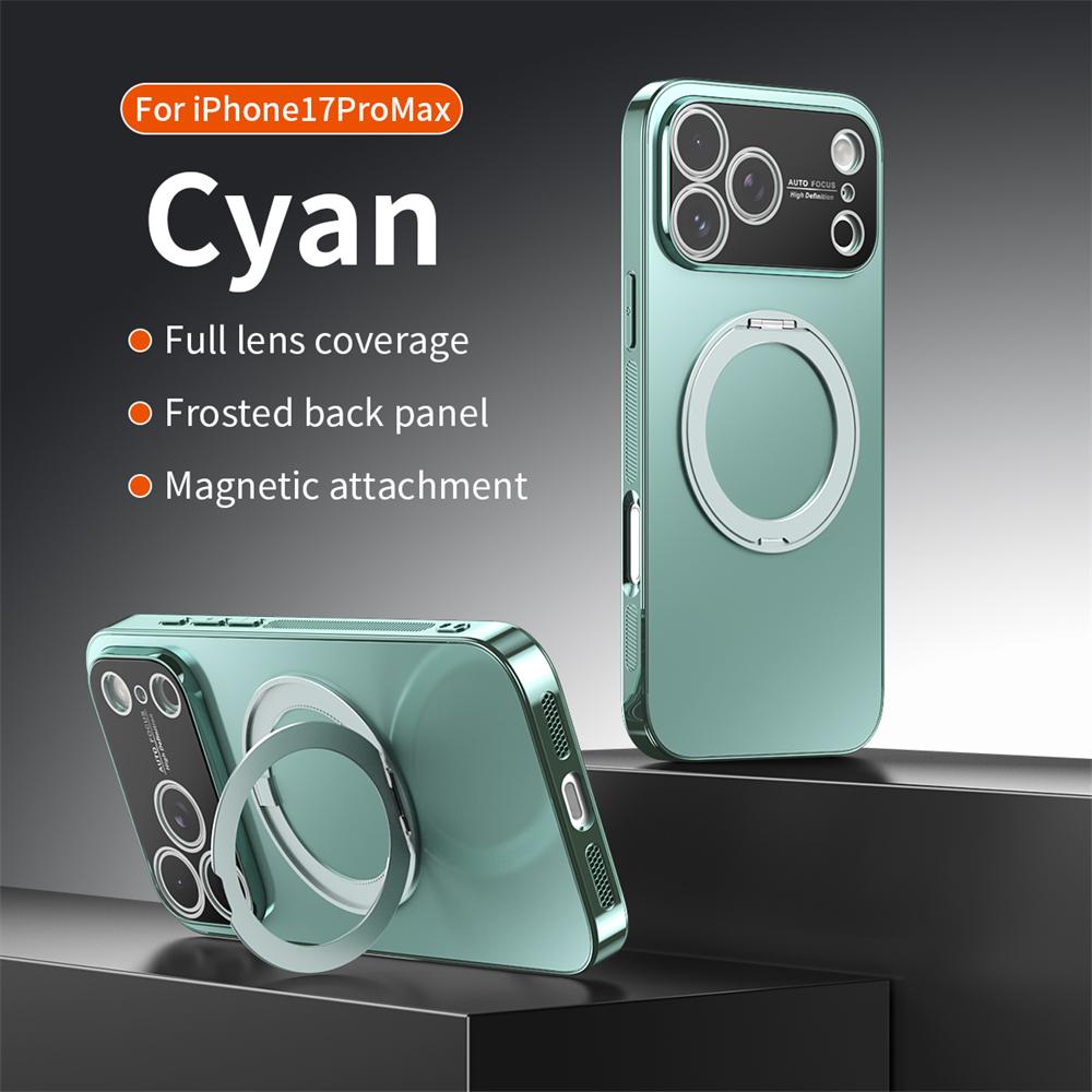 

360° Rotating Magnetic Ring Stand Case For Magsafe for iPhone 17 16 15 14 13 Pro Max Air Matte Plating Shockproof Phone Cover iPhone 15 Pro