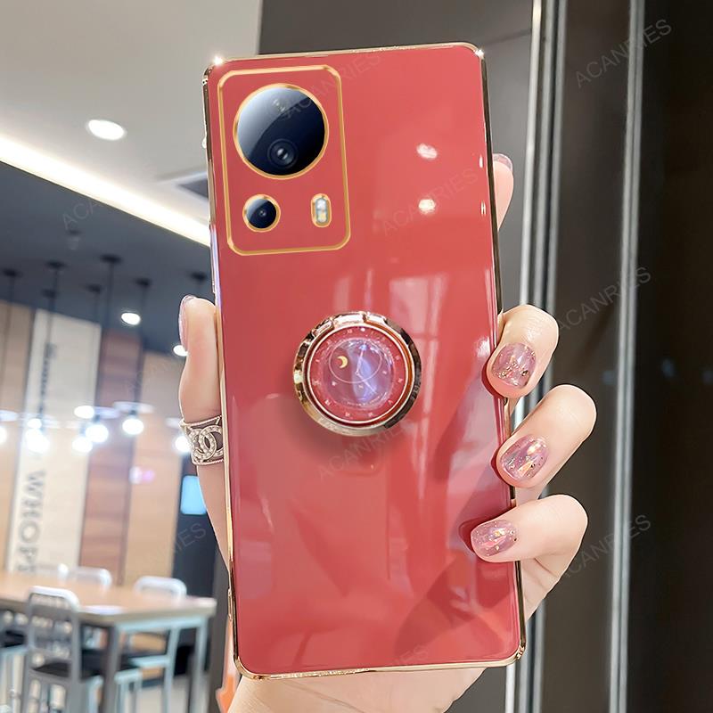 Xiaomi13 13lite Luxury Plating Ring Holder Stand Case For Xiaomi Mi 13 Lite Pro Ultra 5g Soft Silicone Back Cover On Xiomi Mi13