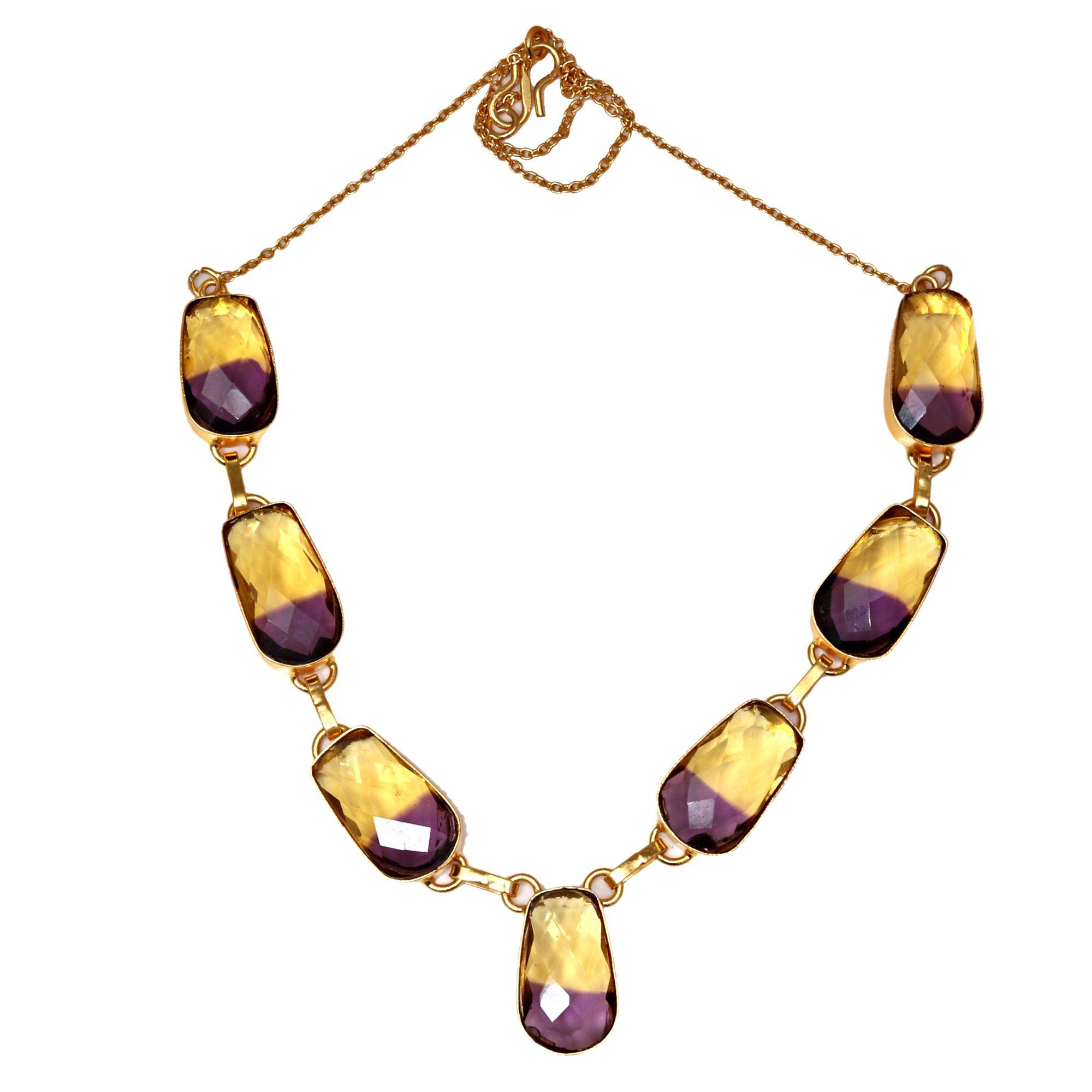 

Ожерелье Био-турмалиновый кварц 14 карат позолоченное ювелирное изделие 18-20