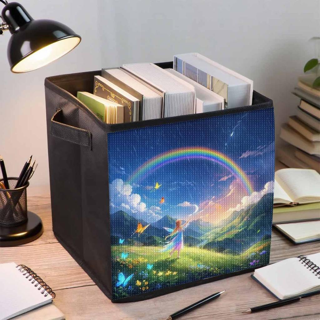 Rainbow In The Rain 5D Diamond Painting Storage Basket Full Round Drill Mosaic Diamond Embroidery Cross Stitch Kits Home Decor Home Decor