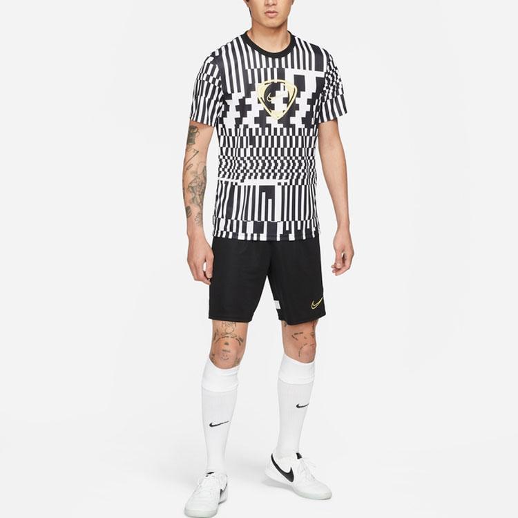 Nike Dri-Fit Geometric Pattern Casual Crew Neck Short Sleeve Soccer Jersey Men Tops Black White CZ0975-100