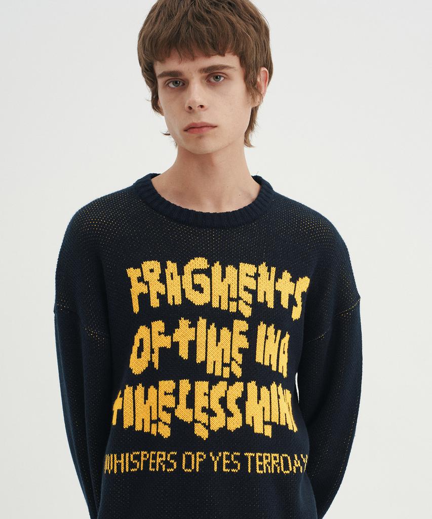 BLOND9 Timeless Jacquard Lettering Knit_Navy:Yellow