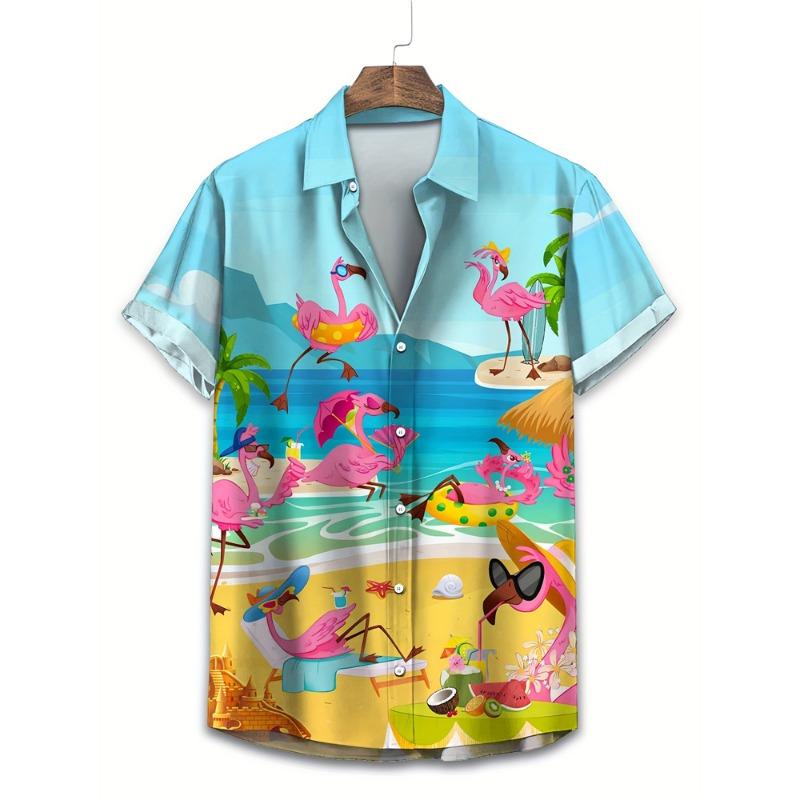 Hawaïaanse Heren Korte Mouw Shirts Strandshirts Heren Shirts Grote Herenkleding Cartoon Dierlijke Patronen Los En Ademend