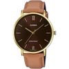 Men S Quartz Watch Gold Tan Leather Band Mtp Vt01gl 5b