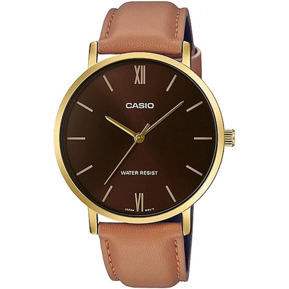 Casio Men S Quartz Watch Gold Tan Leather Band Mtp Vt01gl 5b
