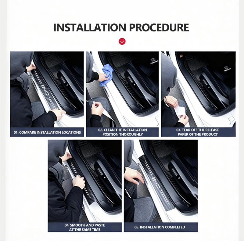 Car Door Sill Scuff Plate Decor Carbon Fiber Stickers For BYD Atto F0 G3 I3 Ea1 F3 E6 Yuan Plus Song Max Tang Dmi