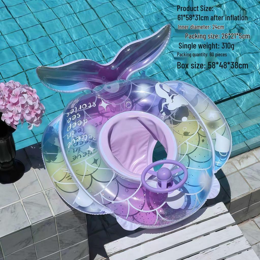 Large Toddler Boat-Themed Swimming Ring with Canopy & Steering Wheel