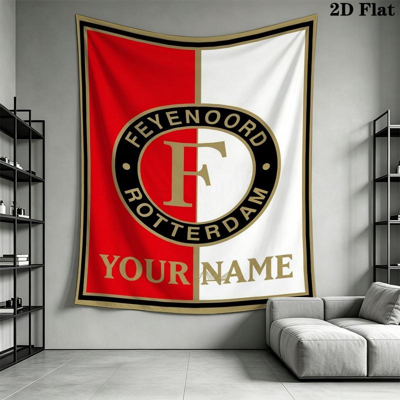Custom Name feyenoord Wall Tapestry Aesthetic Wall Hanging Printed Fabric Blanket Decorative Tapestries for Bedroom Living Room Home Decor