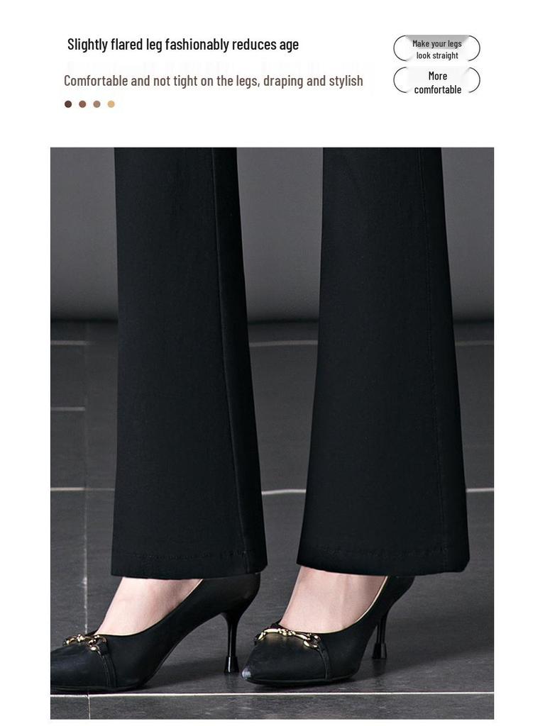 Autumn High-Waist Black Flare Pants for Women - Versatile, Elastic, and Stylish Jeans for Middle-Aged Moms
