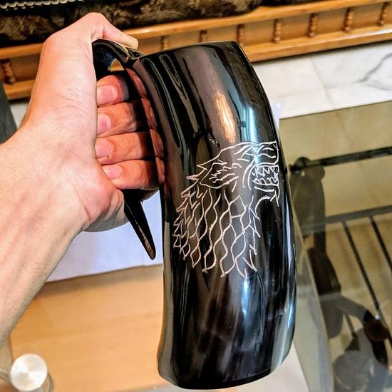 Vikings Beer Horn Mug, Handcrafted Wine Mug, Set of 5 Bar Mugs, Groomsman Gift, Buffalo Horn, Handmade Mugs, Gift for Husband, Valentines Day Gift