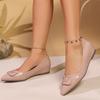 Fashion Lovely Flats Square Buckle Leather Slip On Pointed Toe Internal Elevation Classic Shoes for Women Solid Platform Flats