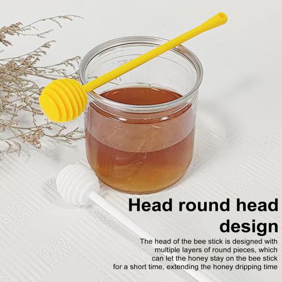 2Pcs Honey Mixing Stirrer Plastic Dipper Smooth Honey Comb Stick Spoon Grooved Honey Wand for Collecting Dispensing Drizzling Jam