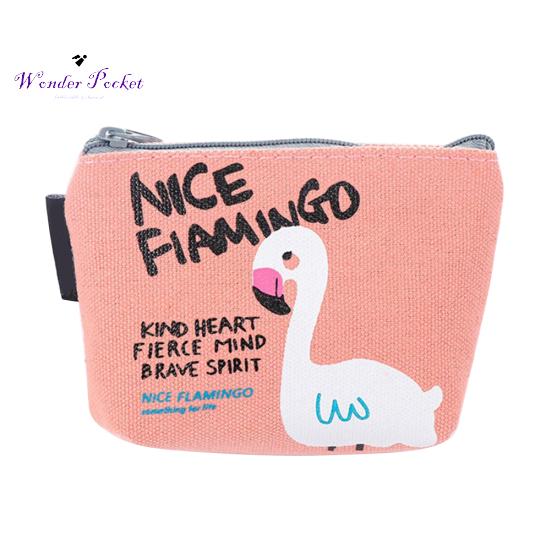 

Милый мультфильм Фламинго портмоне холст держатель для карт наличные кошелек на молнии сумка подарок розовый