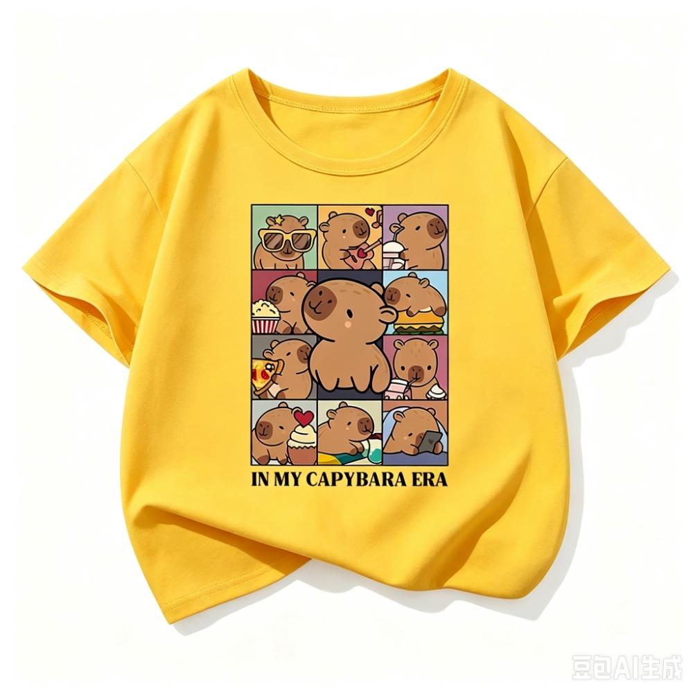Kawaii Shirt Capybara Grafik Kinder T-Shirts Sommer Kurzarm Cartoon Tier Jungen Mädchen Kleidung Oberteile Y2K Kinder