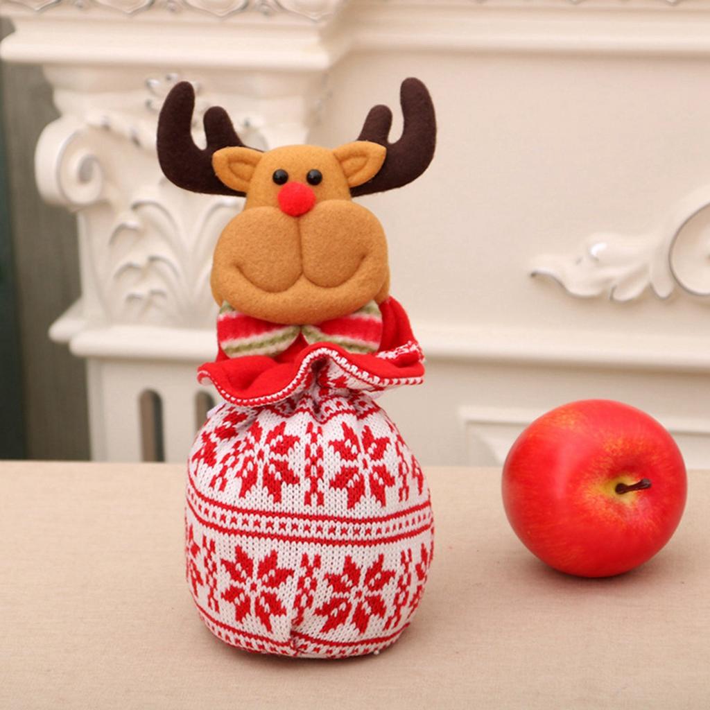 Christmas Knitted Doll Gift Bags, Reusable Sweet Bags, Snowman And Snowflake Shapes, Storage For Party Decorations, Festive And Holid