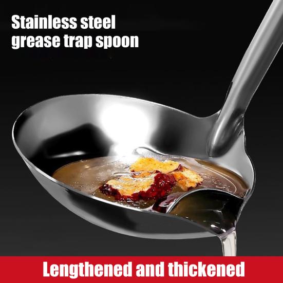 1/2Pcs Oil Separator Soup Ladle Stainless Steel Grease Filter Scoop with Spout Fat Separator Oil