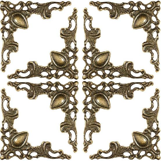 BESPORTBLE 24pcs Antique Box Legs Metal Box Feet Corner Protectors Jewelry Box Chest Wood Case Legs Corner Guards