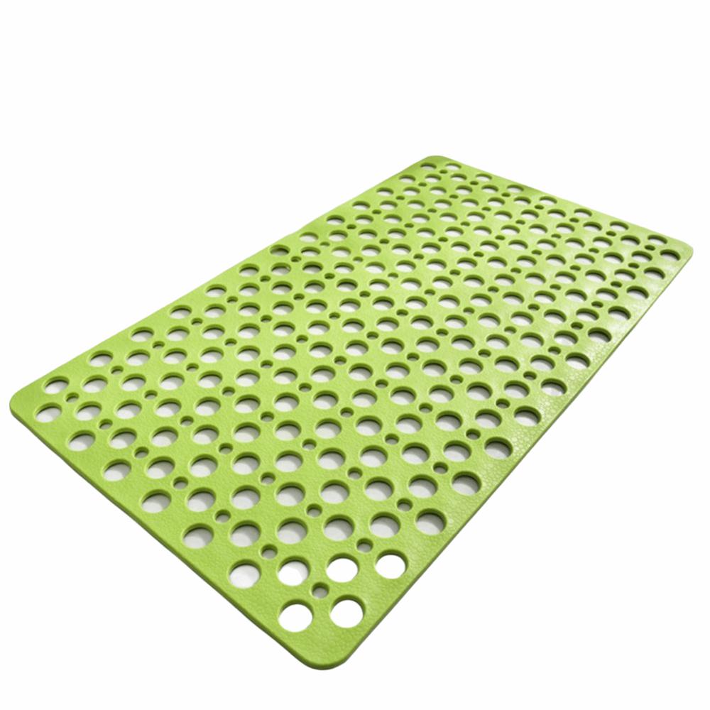 TPE Suction Cup Bath Mat Quick Drain Round Hole Bath Mat Foot Mat Bath Rug Wet Area 70x38cm зелёный
