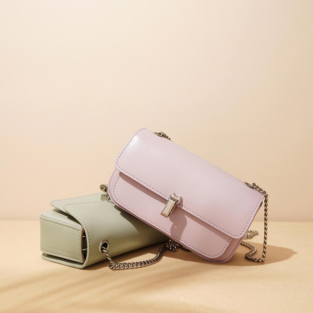 Simple Leather Chain Bag, Niche Texture Mobile Phone Messenger Bag, Casual Popular Bag, Cowhide Small Square Bag, Shoulder Bag.