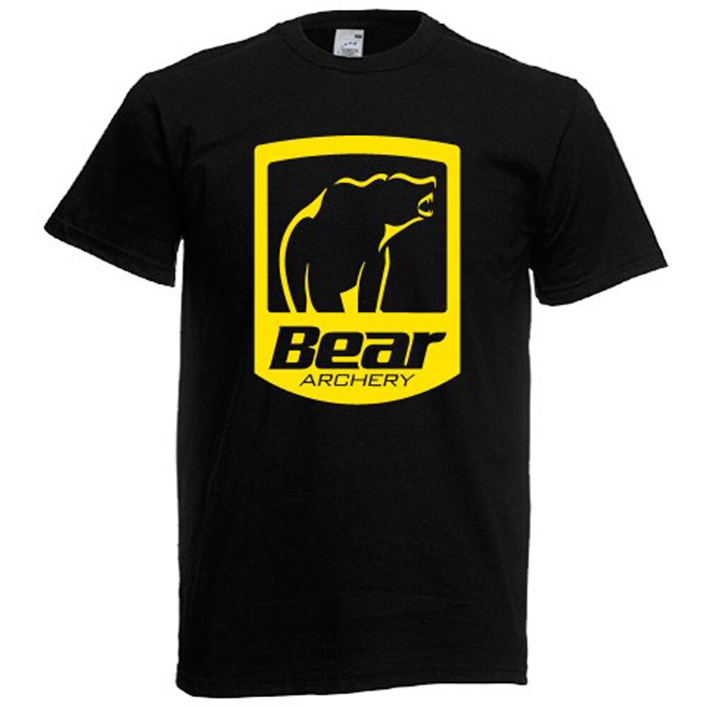 Bear Archery Bow Yellow Logo Symbol Mens Black T-Shirt