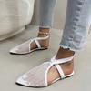 Fashion Plus Size 2025 Mesh Women's Closed Toe Sandals Summer Pointed Toe Slip On Flat with Sandals for Casual Daily Breathable Shoes