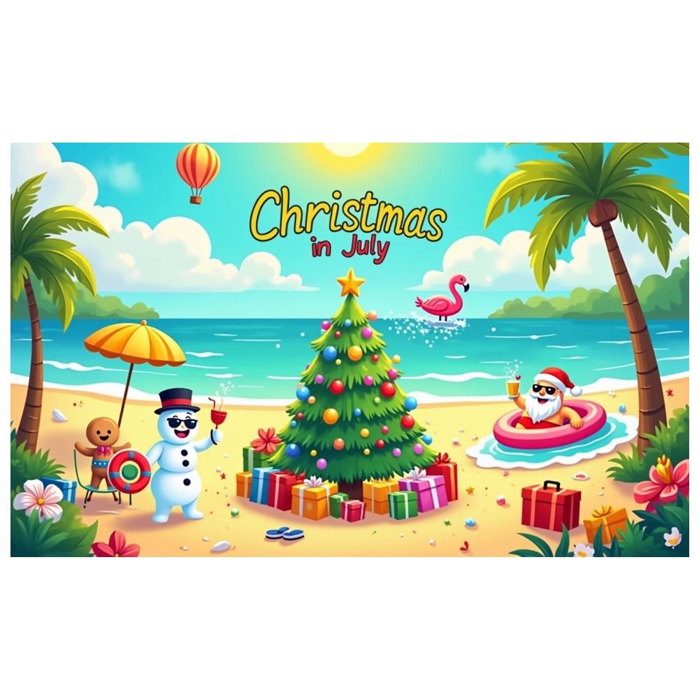 Summer Display Colorful Decorations Festive Backdrop July Display Tropical Beach Background For Holiday Gathering Outdoor