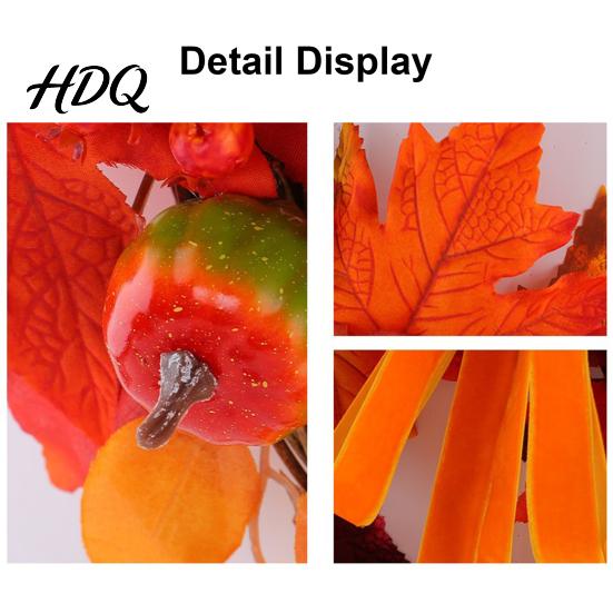 Thanksgiving Dekorationsgirlande für Eingang Herbst Ahornblatt Kürbis Kranz, Künstliche Beeren Ernte Türhänger Herbstlaub Veranda Thanksgiving,