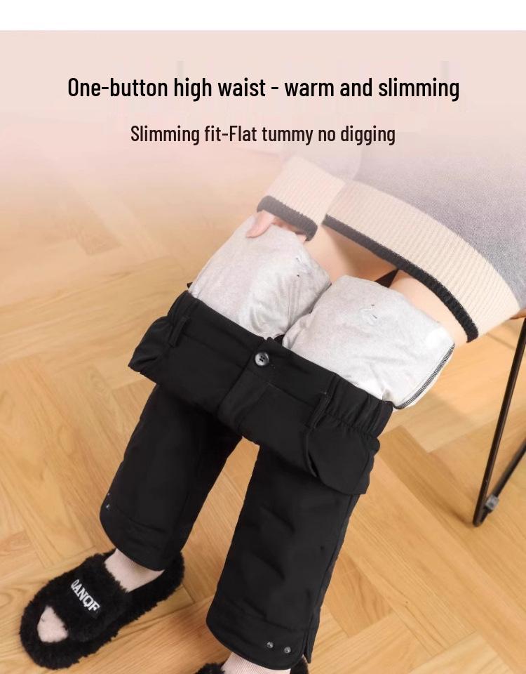 Damen 2025 Winter Gänsedaunhose: Lässige, hochwertige, kältefeste Schneehose mit geradem Bein