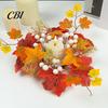 Pillar Candle Holder Autumn Fall Rings Wreaths, Artificial Maple Leaf Ring for Berry And Pumpkin Decor Holder, Thanksgiving Halloween Home Party Table