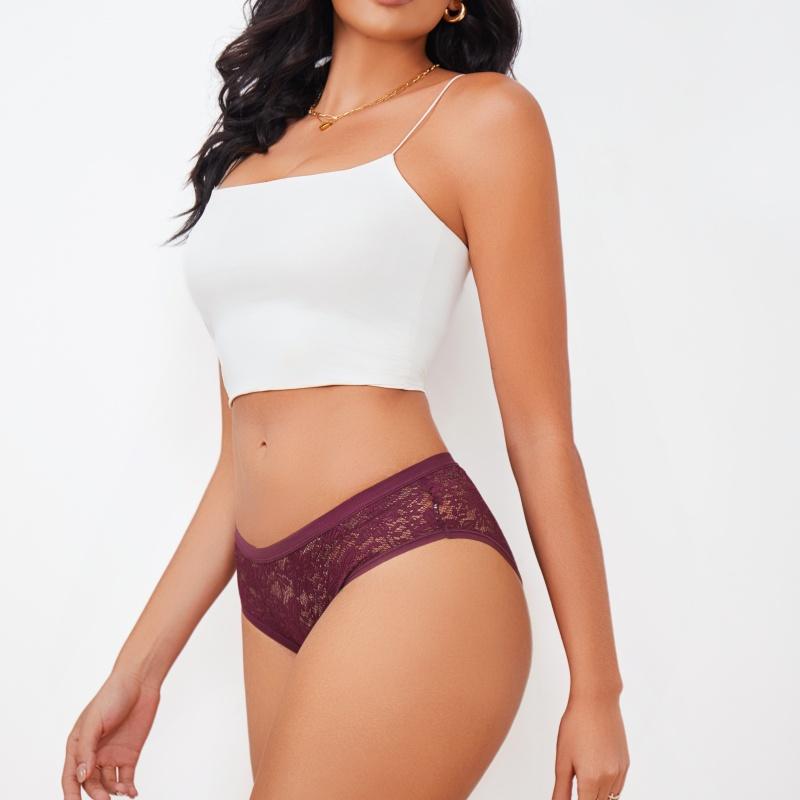 1 ks Sexy Květinová Krajka Kostice Podprsenky Kalhotky Sety Vystřihávané Průsvitné Romantické Spodní prádlo Spodní prádlo Sexy Dámské Kalhotky S-XL