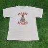 Vintage 1987 Orange-Express Zug T-Shirt Groß 21x27 Weiß