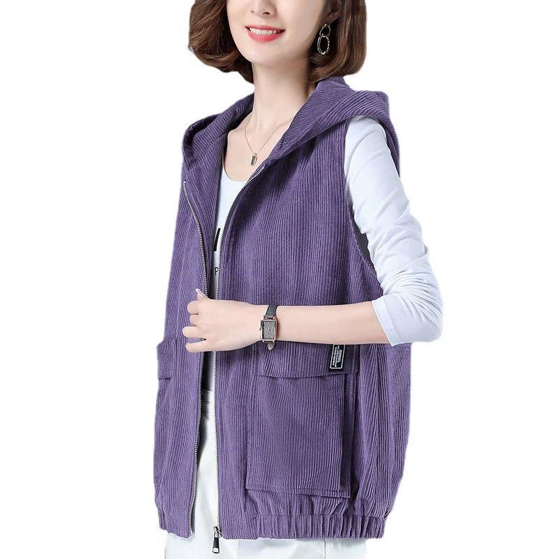 Weste Damen Übergröße Herbst und Winter Lockerer Westernstil Jacke Alleskönner Dünne Cordjacke Oberbekleidung Weste