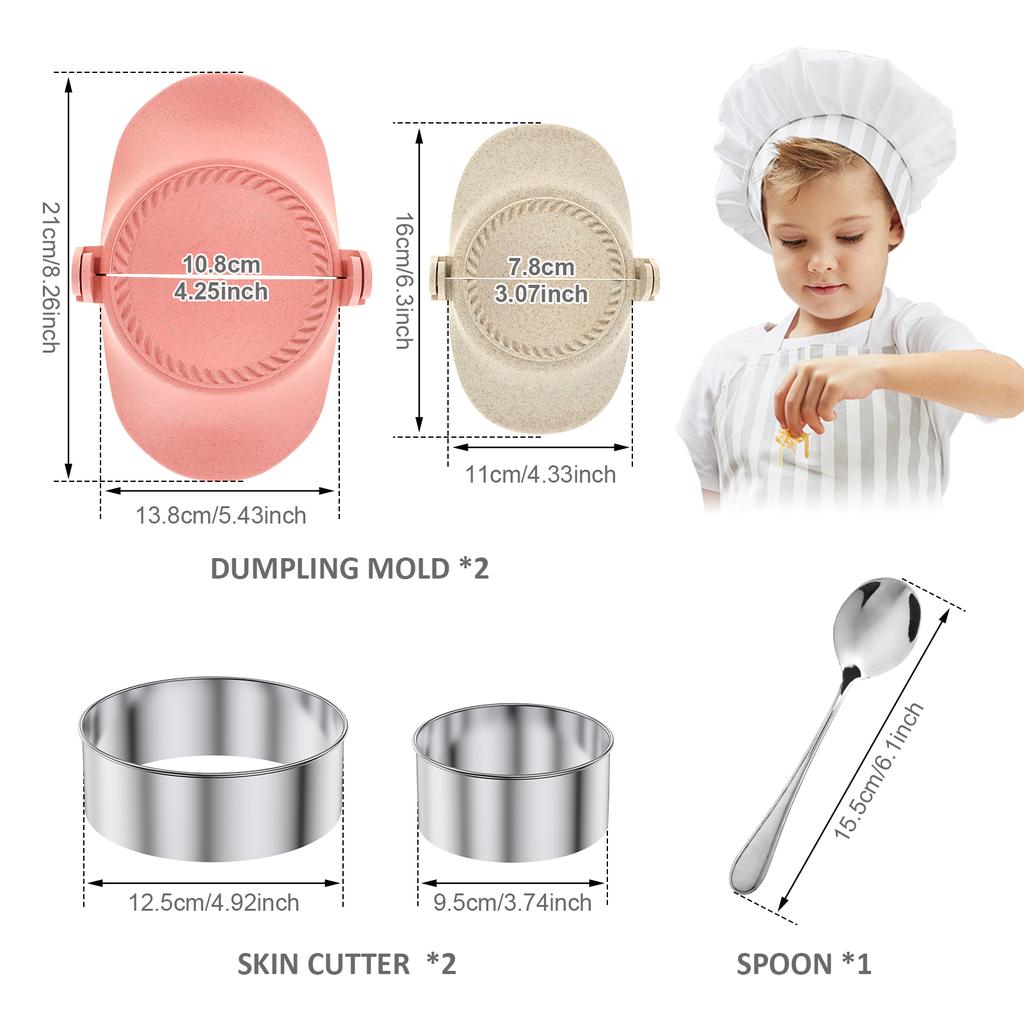 7Pcs Dumpling Maker Reusable Dumpling Press Mold with 3 Dough Cutter and 1 Spoon 304 Stainless Steel Dumpling Maker Machine Safe