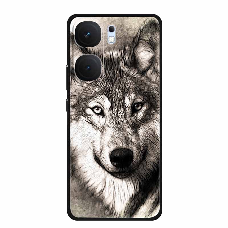 For Vivo iQOO Neo9 Pro Case TPU Silicone Soft Back Cover for Vivo iQOO Neo9 Neo 9 Black Fashion Cool Animals Coque Lion Tiger