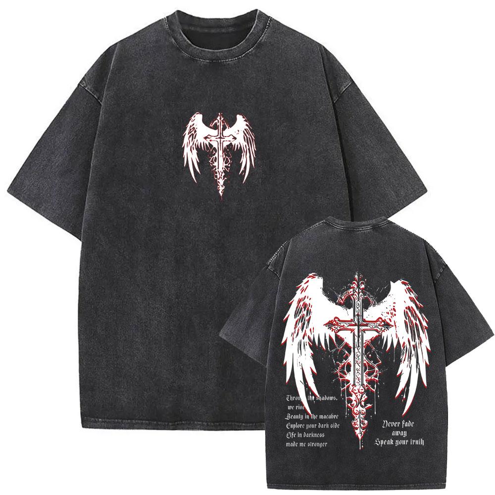 Women Christian Religious Jesus Forgive Them Father Vintage Washed T-shirt Women Gothic Rock Oversized T Shirts Tops